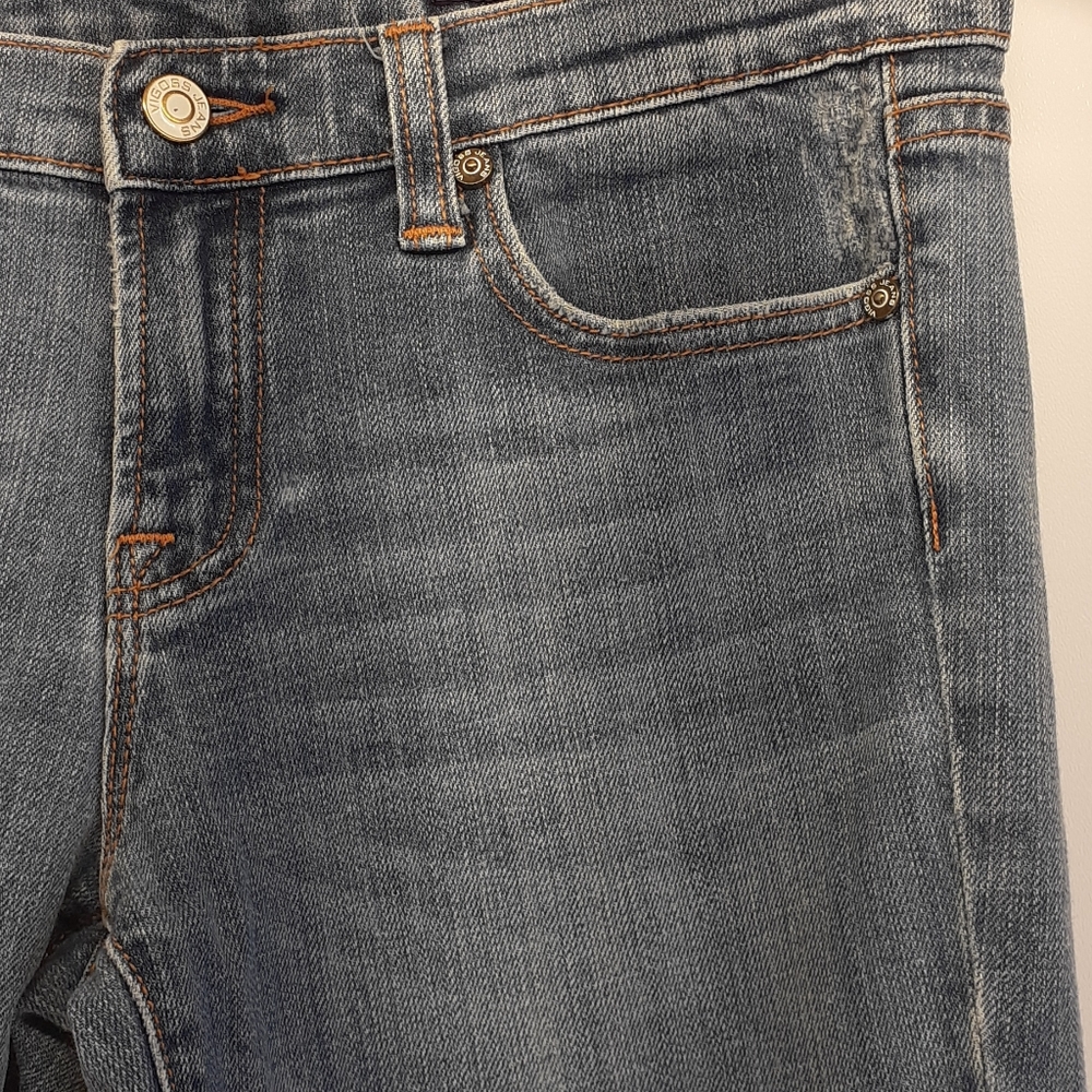 Vigoss Flare Leg Distressed Blue Jeans  Size 7 Stretch - Picture 5 of 15